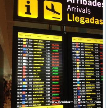 Flight arrival board at Alicante airport