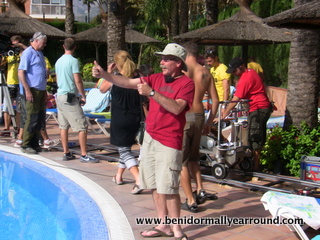 filming at poolside