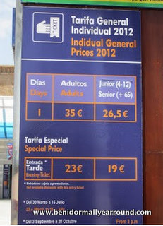 2012 entrance prices to Terra Mitica
