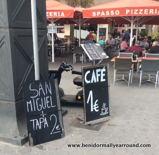 Cafe board in Benidorm